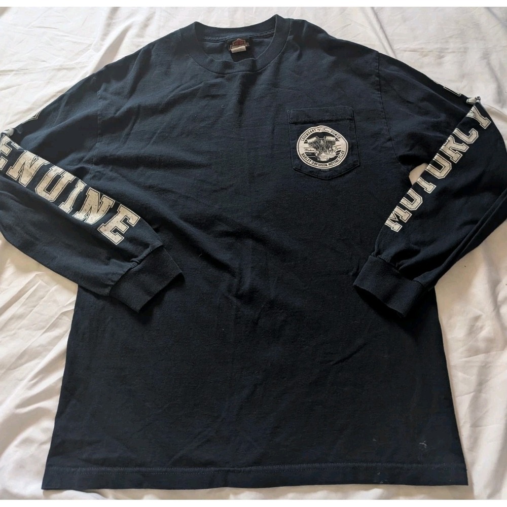 Harley‎ Davidson Mens Large Blue 2016 Long Sleeve Tee With Back Graphic